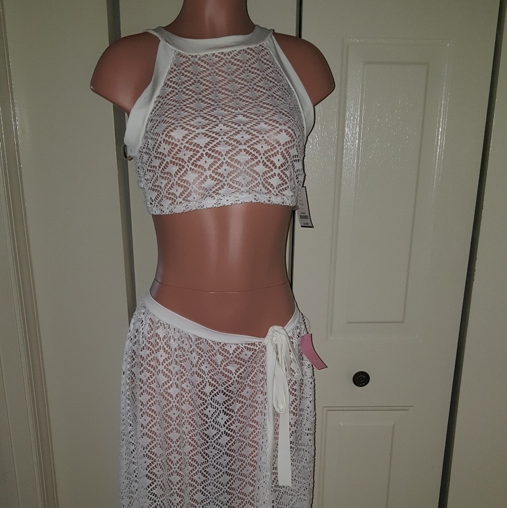 Knitted cover up skirt set